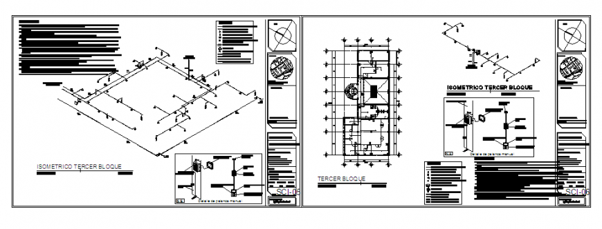 fire installation Isometric drawing of terrace floor in hospital design drawing
