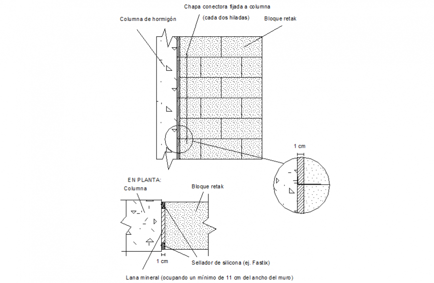 Fire resistant wall elevation and section autocad file
