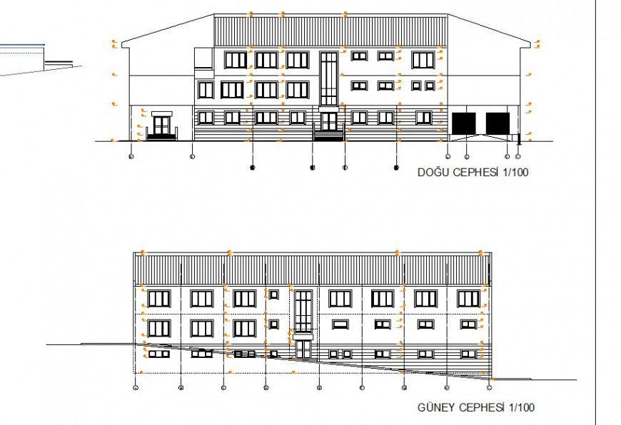 Fire station elevation detail drawing in dwg AutoCAD file.
