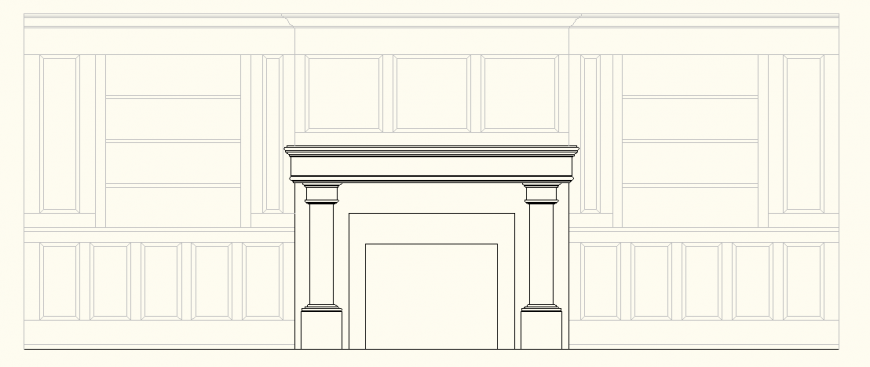 Fireplace detail plan and elevation autocad file