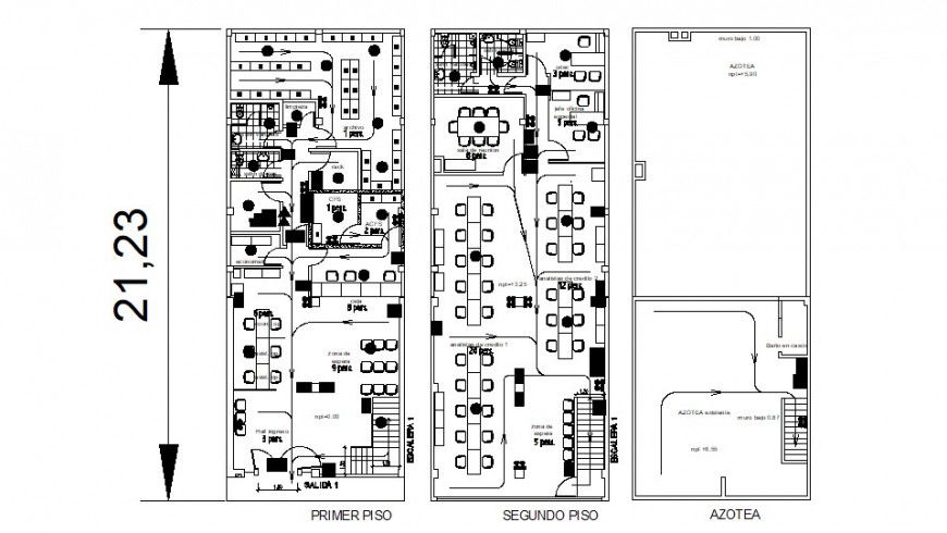First, second and terrace cover plan drawing details of office dwg file