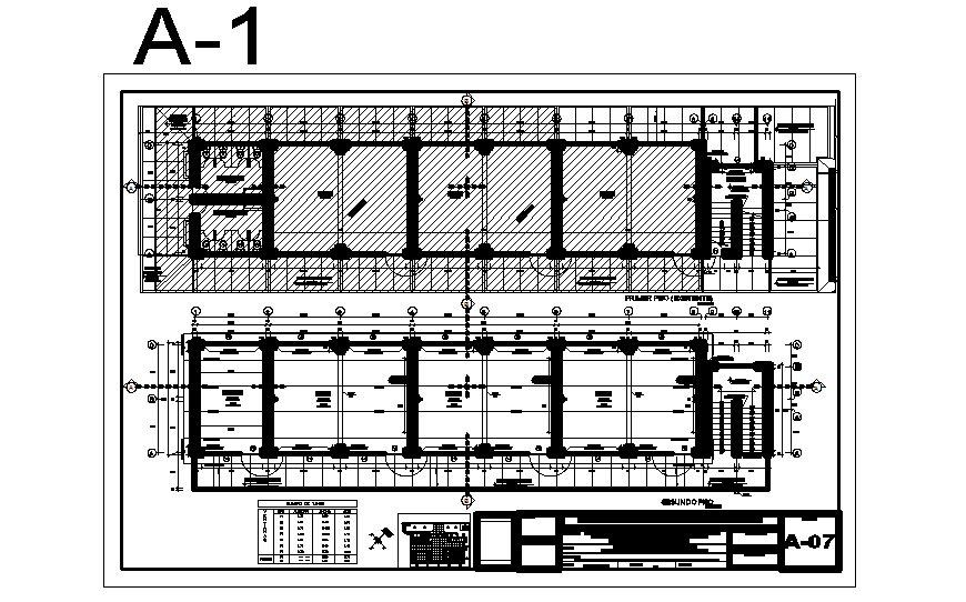 First and second floor plan details of primary school dwg file