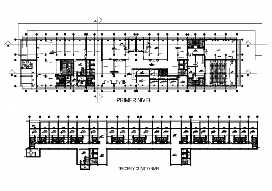 First and second floor plan details of resort on mountain dwg file