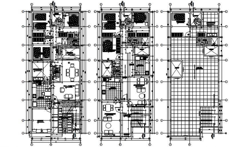 First and second floor plan with roof top of house in AutoCAD file