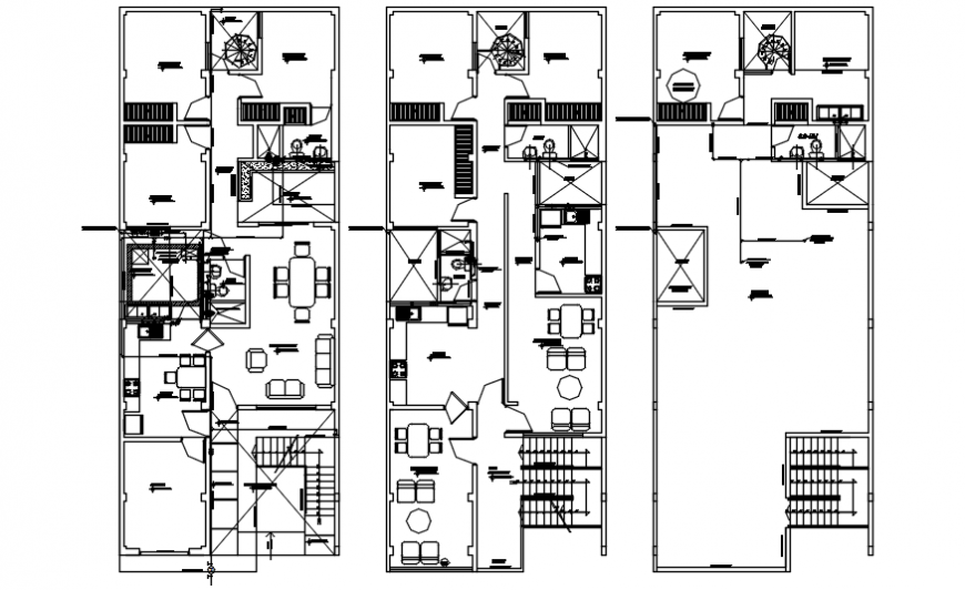 First and second floor plan with roof top plan for house in AutoCAD
