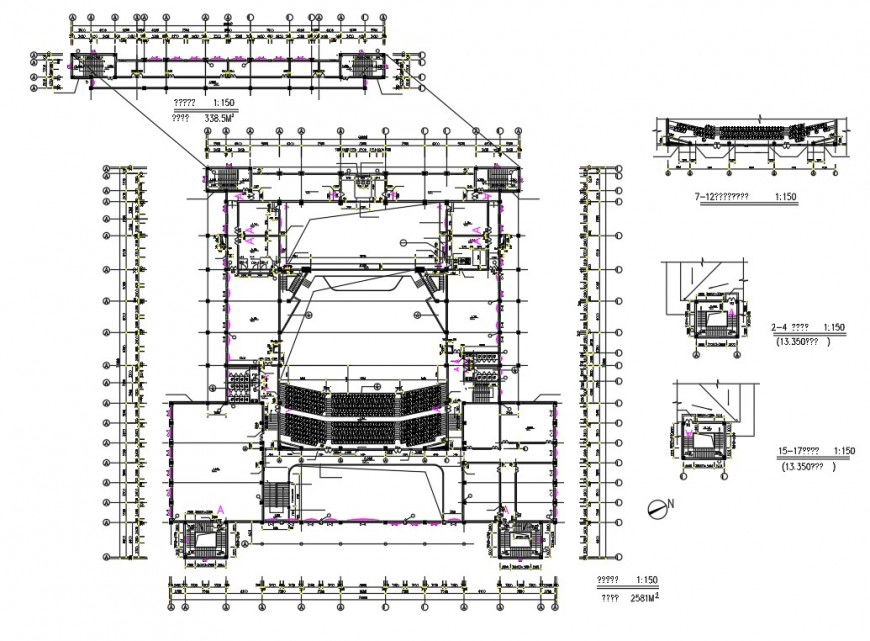 First floor auditorium plan detail dwg file