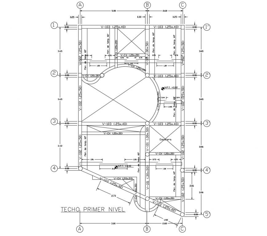 First floor cover plan details of one family house dwg file