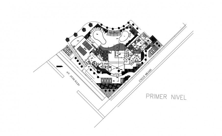 First floor distribution layout plan details of four star hotel cad drawing details dwg file