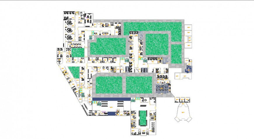 First floor distribution layout plan of general hospital cad drawing details dwg file