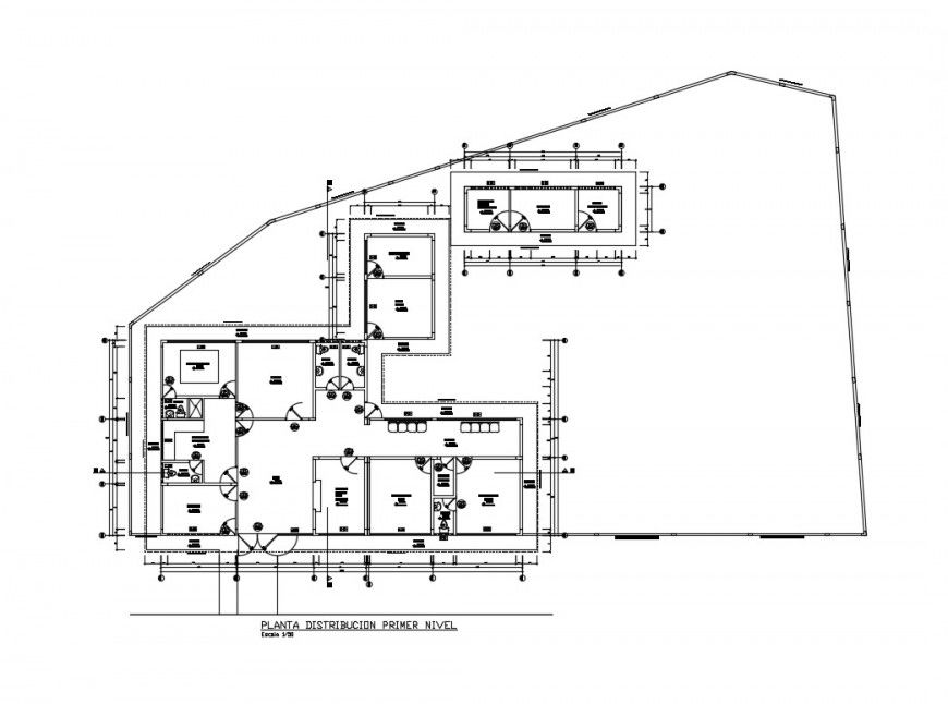 First floor distribution plan details of health center cad drawing details dwg file