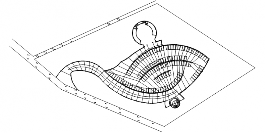 First floor distribution plan details of shopping mall building dwg file