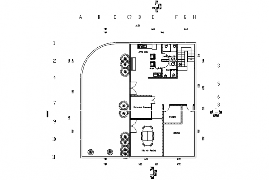First floor distribution plan drawing details of bank branch dwg file