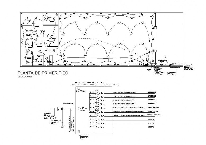 First floor electrical installation plan details of office building dwg file
