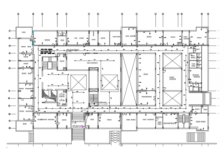 First floor framing plan details of corporate office building dwg file