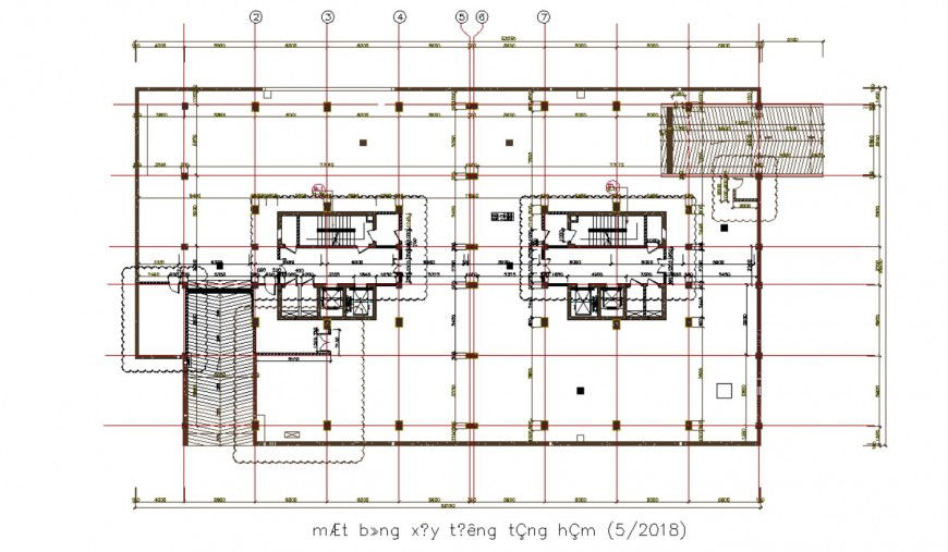 First floor framing plan details of house building dwg file