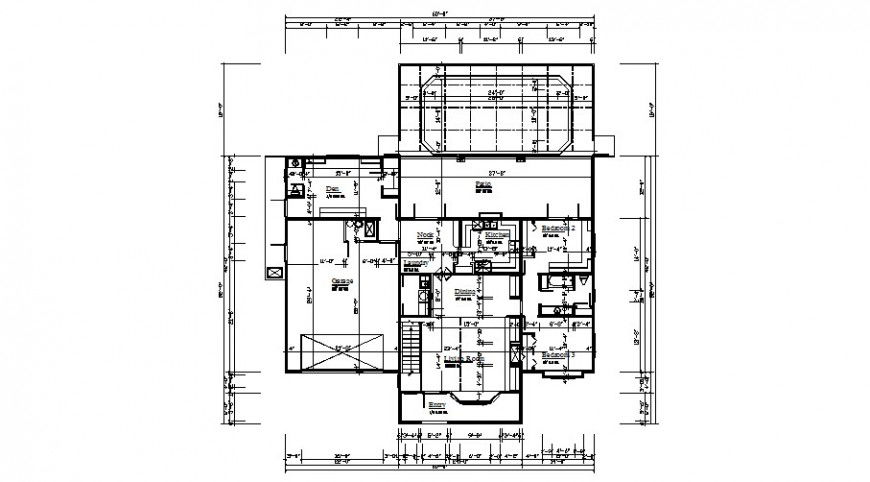 First floor framing plan details of one family house dwg file