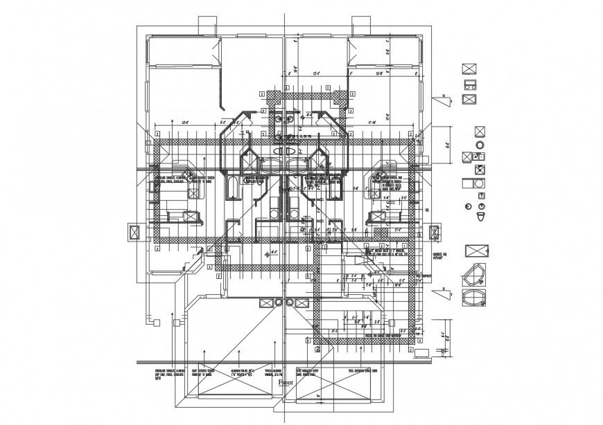 First floor framing plan structure details of residential house dwg file