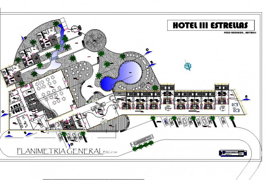 First floor hotel planning autocad file