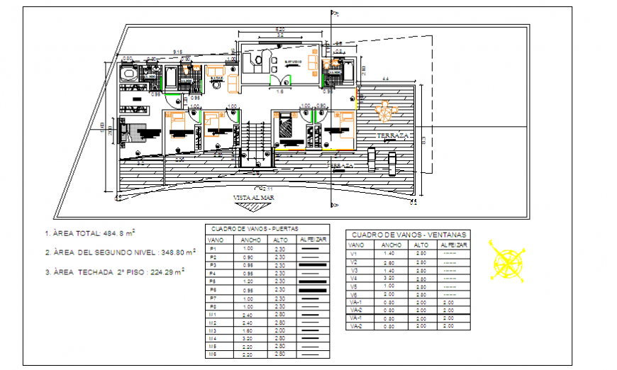 First Floor Layout of beach house on slope design drawing