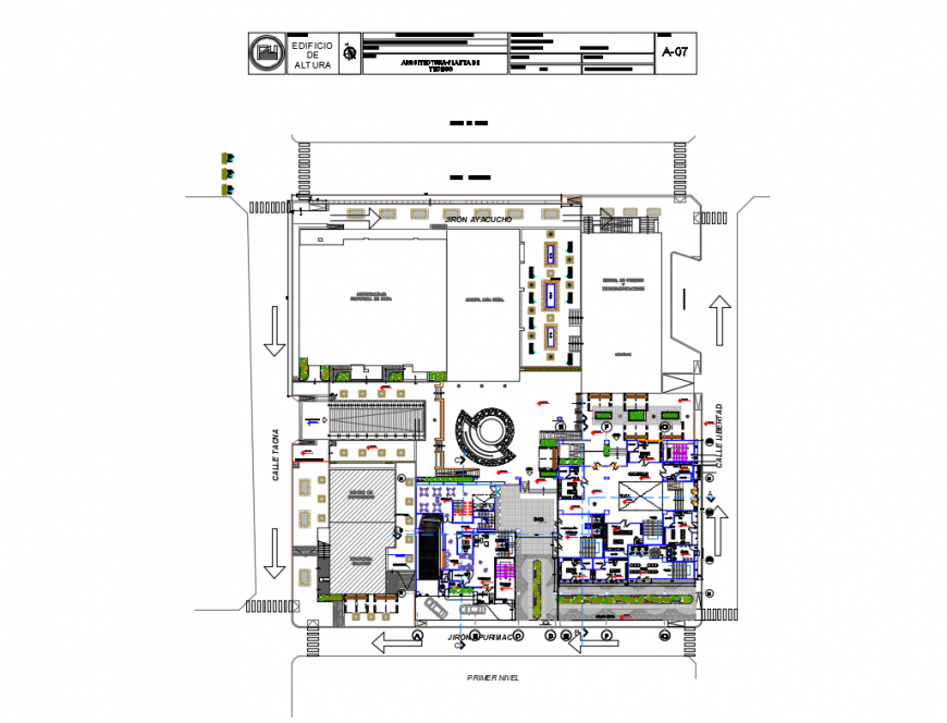 First floor layout plan details of corporate admin office dwg file