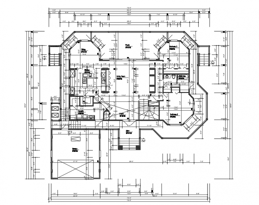 First floor layout plan details of house building dwg file