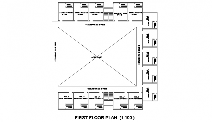 First floor motel planning detail dwg file
