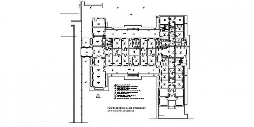 First floor plan and electrical installation drawing details for hospital dwg file