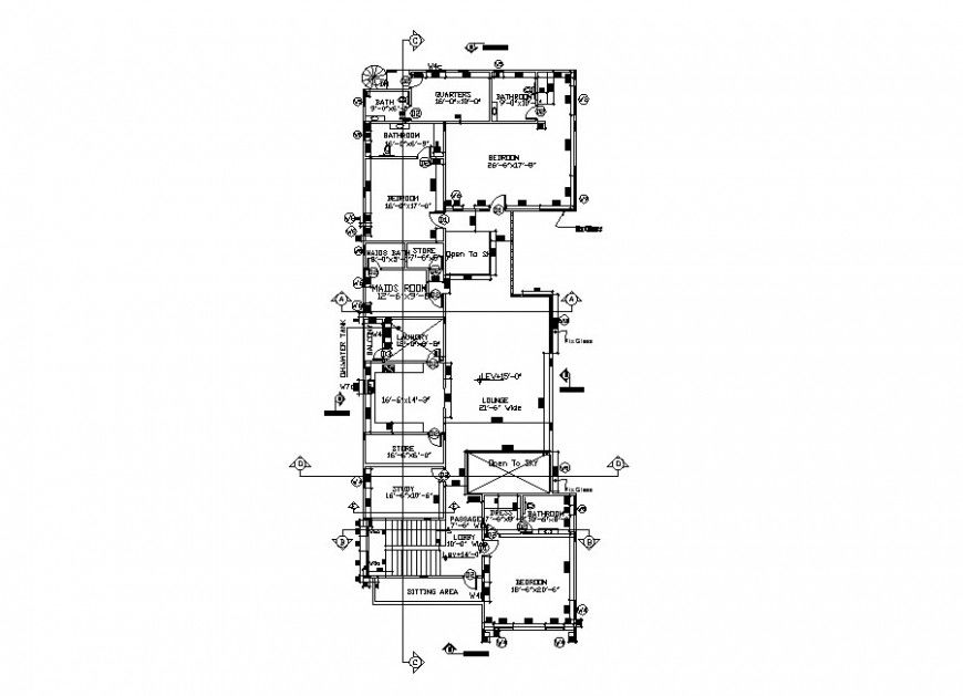 First floor plan and framing plan of one family house cad drawing details dwg file