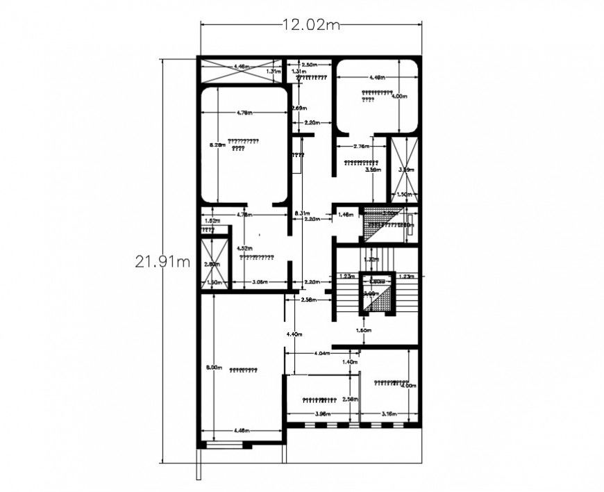 First floor plan and structure details for house dwg file