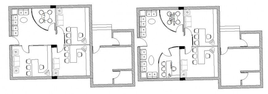 First floor plan distribution details of TK office building dwg file