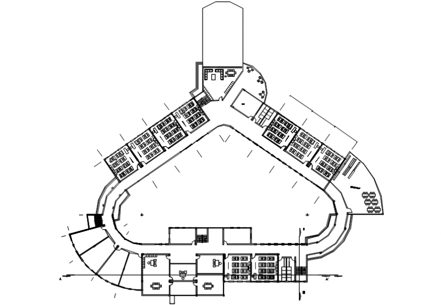 First floor plan drawing details of fine art high school dwg file