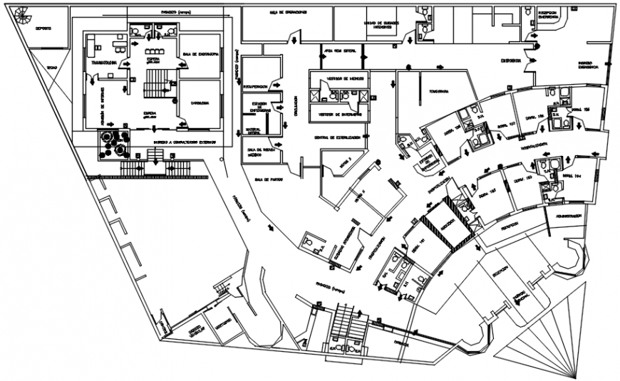 First floor plan of clinic exit area route in AutoCAD