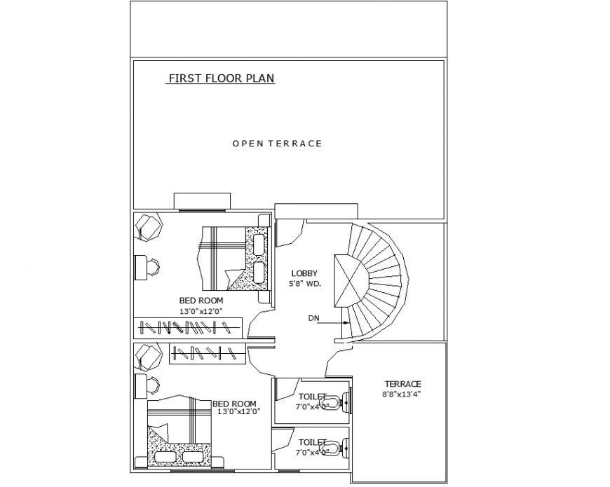First floor plan of Ground floor plan of bungalow.