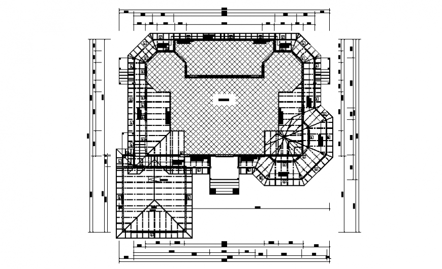 First floor roof house plan detail autocad file