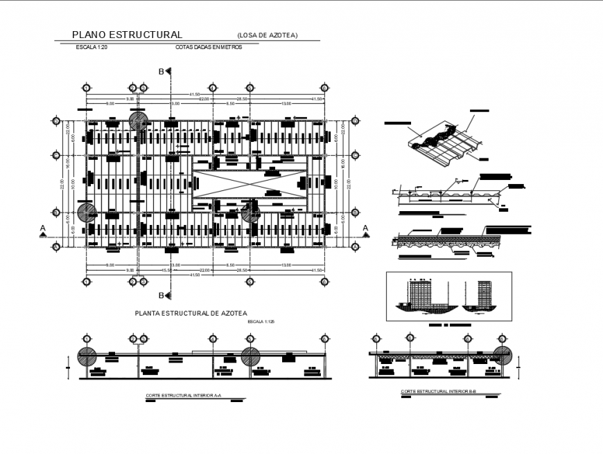 First floor structure foundation plan details of house with column and beam dwg file