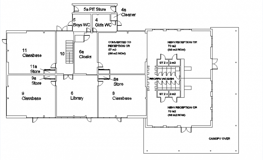 First school extension plans and elevation autocad file