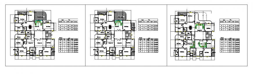 First to Fourth floor plan design of Apartment house design drawing