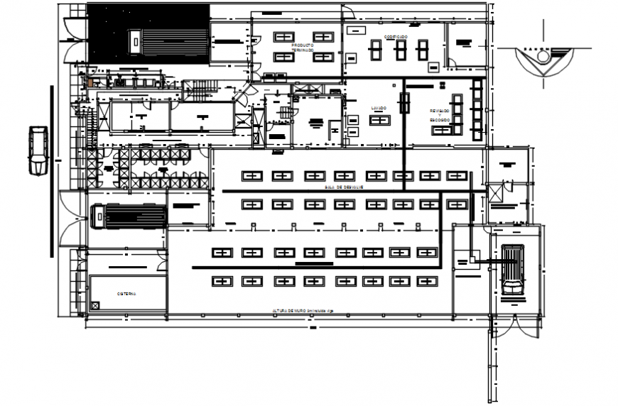 Fish processing plant distribution plan cad drawing details dwg file