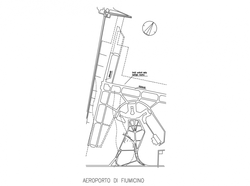 Fiuminco domestic airport architecture layout plan details dwg file