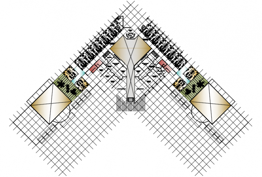 Five star hotel distribution plan cad drawing details dwg file