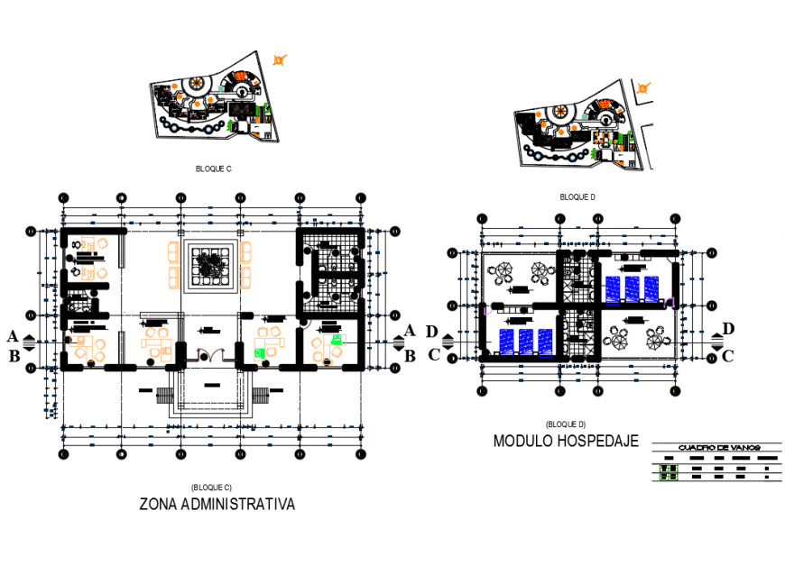 Five star hotel administrative department and departmental layout plan details dwg file