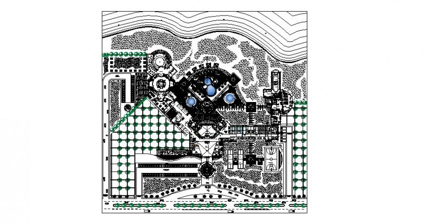 Five star hotel general planimetry layout plan cad drawing details dwg file