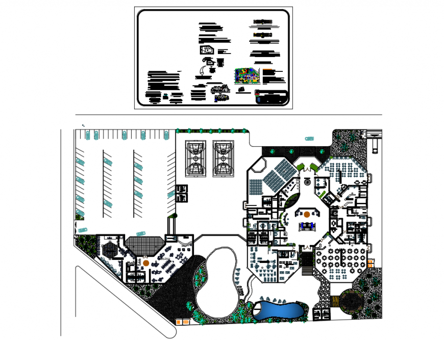 Five star multi-level hotel landscaping structure details dwg file