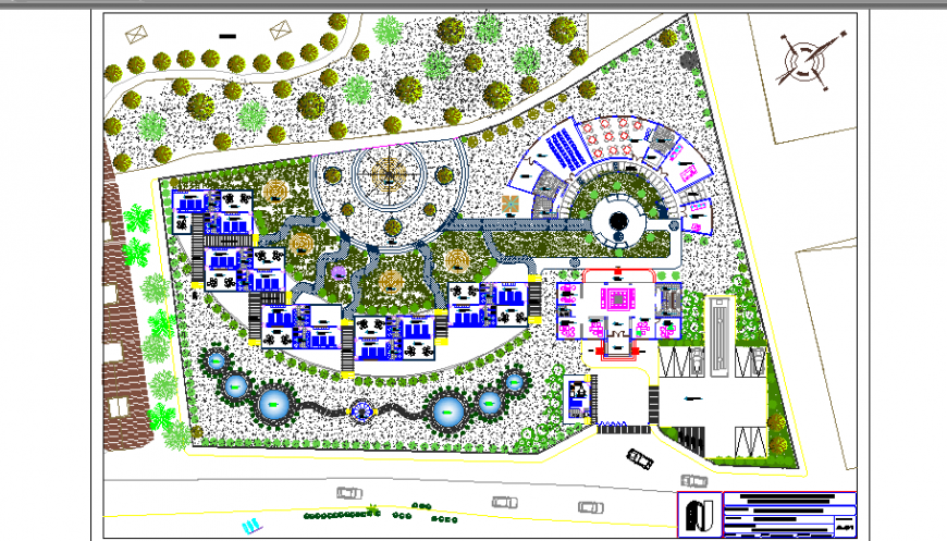 Five star tourist hotel landscaping structure cad drawing details dwg file