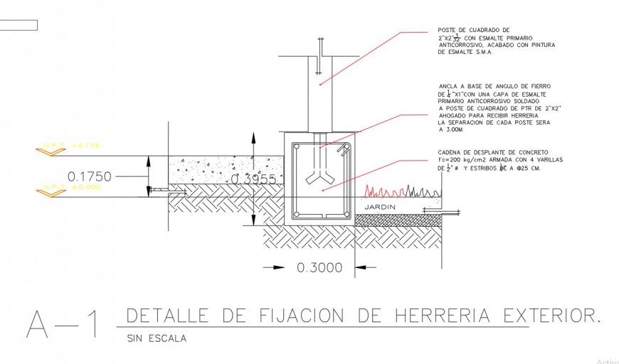 Fixation of outlet blacksmithing section layout file
