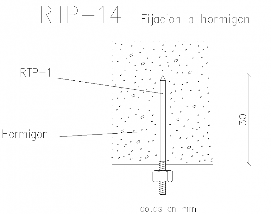 Fixation to concrete section plan autocad file