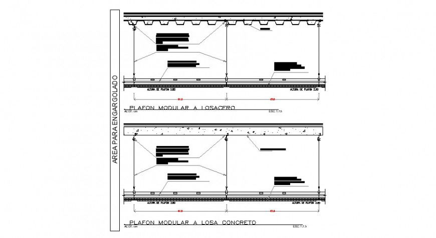 Fixed modular plafon-slab constructive structure details dwg file