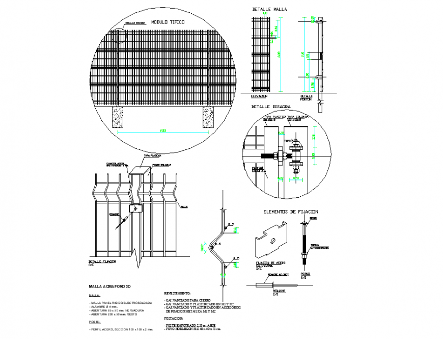 Fixing element section plan autocad file