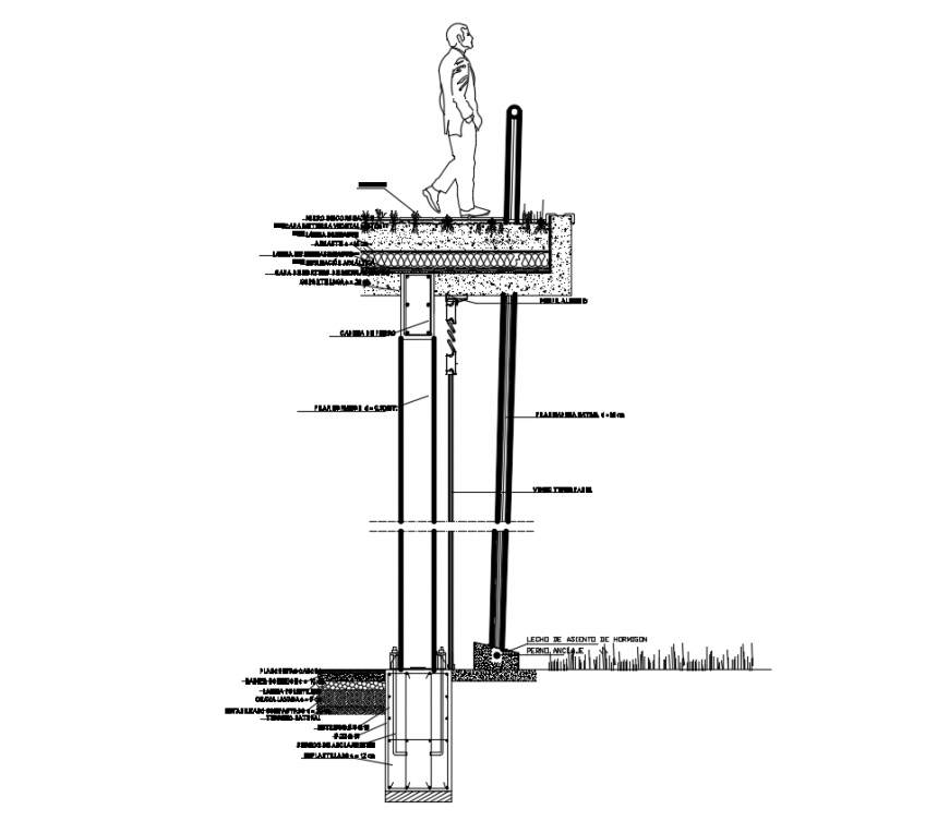 Fixture support of metal structure view with elevation dwg file
