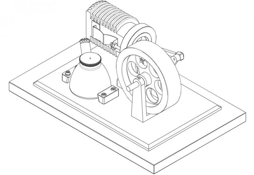 Flame eater engine elevation cad drawing details dwg file